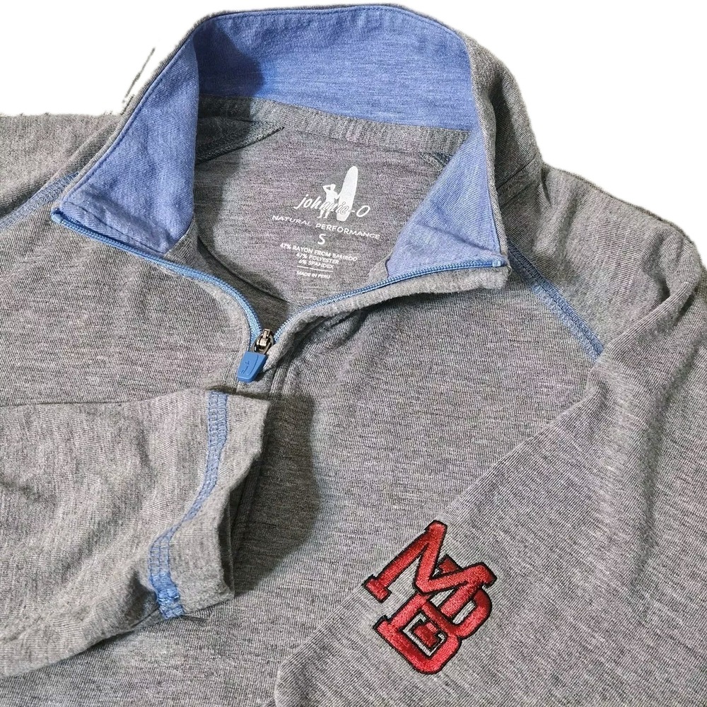 Johnnie O Mens S Gray Pullover Zip Golf MALIBU BLUFFS Performance Fleece Rare